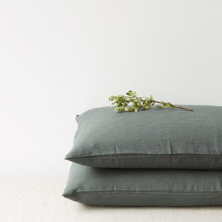 Forest Green Linen Pillowcase - Linen Tales USA 