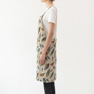 Golden Fall on Natural Linen Crossback Apron - Linen Tales 2