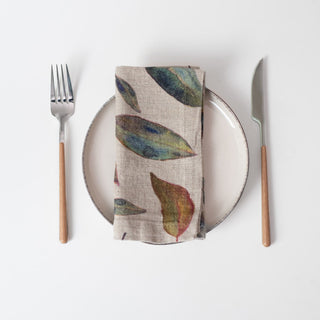 Golden Fall on Natural Linen Napkins Set of 2 - Linen Tales 