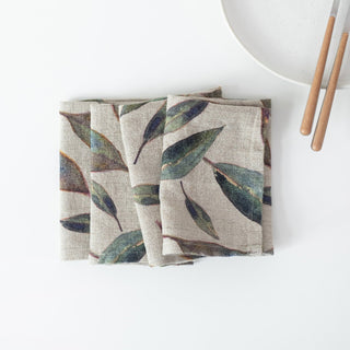 Golden Fall on Natural Linen Napkins Set of 2 - Linen Tales 
