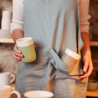 Green Milieu Linen Crossback Apron - Linen Tales 5