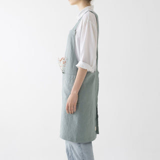 Green Milieu Linen Crossback Apron - Linen Tales 2