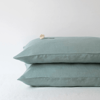 Green Milieu Linen Pillowcase - Linen Tales USA 1
