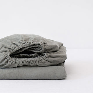 Khaki Linen Fitted Sheet - Linen Tales 1