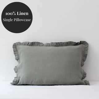 LIMITED EDITION Khaki Linen Pillowcase with Frills 