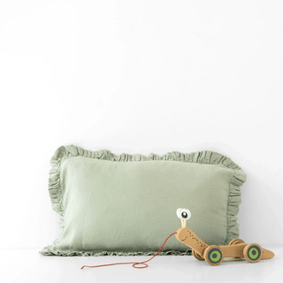 Kids Sage Linen Pillowcase with Frills - Linen Tales USA 