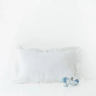 Kids White Linen Pillowcase with Frills - Linen Tales USA 