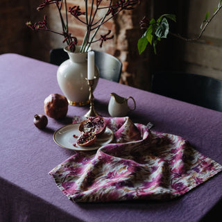 Fuchsia Flowers on Natural Linen Kitchen Towel 3