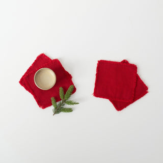 Lava Falls Linen Coasters with Fringes Set of 4 - Linen Tales USA 