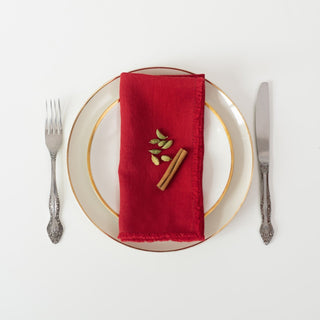 Lava Falls Linen Napkins with Fringes Set of 2 - Linen Tales 