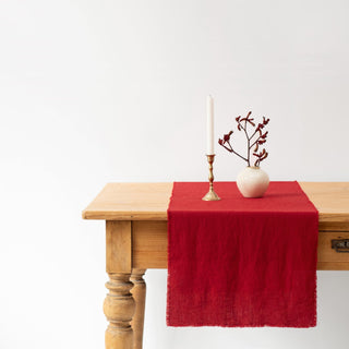 Lava Falls Linen Table Runner with Fringes - Linen Tales 