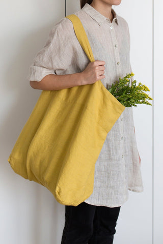 Lemon Curry Linen Big Bag - Linen Tales 3