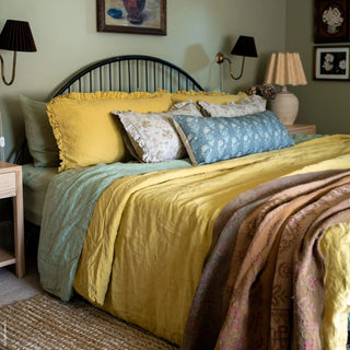 Lemon Curry Linen Duvet Cover - Linen Tales 4