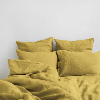 Lemon Curry Linen Duvet Cover Set - Linen Tales 3