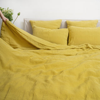 Lemon Curry Linen Duvet Cover Set - Linen Tales 5