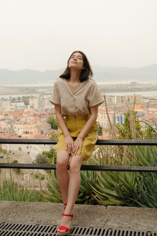 Lemon Curry Linen Etude Shorts - Linen Tales 3