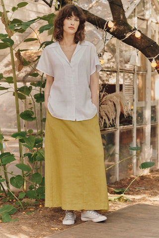 Lemon Curry Linen Gardenia Skirt - Linen Tales 3