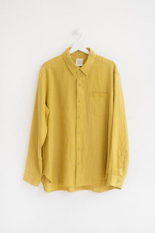 Lemon Curry Linen Larch Shirt - Linen Tales 