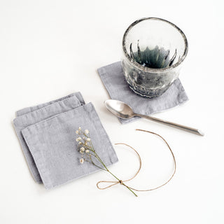 Light Grey Linen Coasters Set of 4 - Linen Tales 1