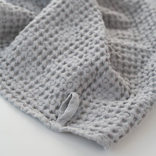 Light Grey Linen & Cotton Honeycomb Waffle Towel - Linen Tales 3