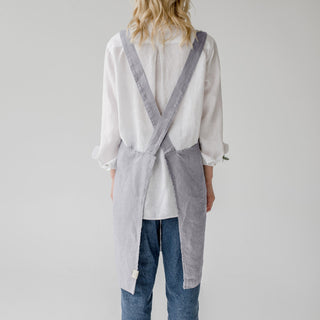 Light Grey Linen Crossback Apron - Linen Tales 3
