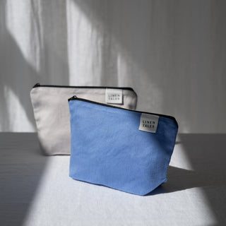 LIMITED EDITION Silver Twill Linen Makeup Pouch - Linen Tales USA 2