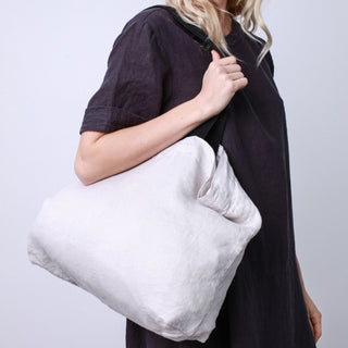 LIMITED EDITION Silver Twill Linen Shoulder Bag - Linen Tales 4