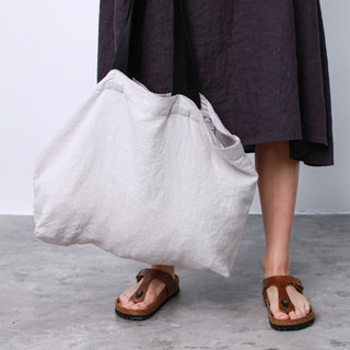 LIMITED EDITION Silver Twill Linen Shoulder Bag - Linen Tales 3