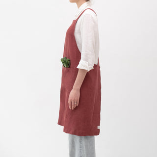 Marsala Linen Crossback Apron - Linen Tales USA 