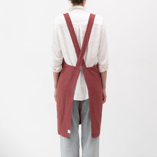 Marsala Linen Crossback Apron - Linen Tales USA 3