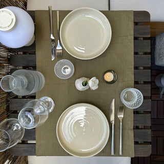 Martini Olive Linen Table Runner - Linen Tales 3