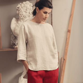 Melange Linen Bilberry Top - Linen Tales 