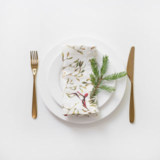 Mistletoe Linen Napkins Set of 2 - Linen Tales USA 