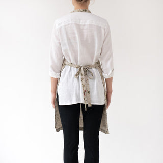 Mistletoe on Light Natural Linen Daily Apron - Linen Tales USA 3