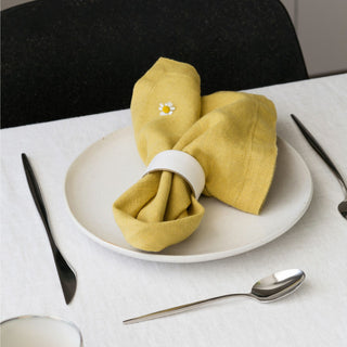 Lemon Curry Linen Napkins Set of 2 3