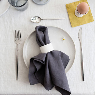 Dark Grey Linen Napkins Set of 2 3