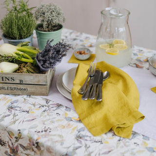 Lemon Curry Linen Napkins Set of 2 5