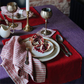 Red Natural Stripes Linen Napkins Set of 2 5