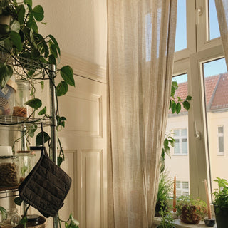 Natural Linen Daytime Tie Top Curtain Set of 2 - Linen Tales 7