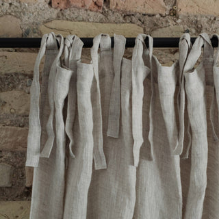 Natural Linen Daytime Tie Top Curtain Set of 2 - Linen Tales 4