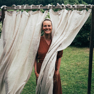 Natural Linen Daytime Tie Top Curtain Set of 2 - Linen Tales 9