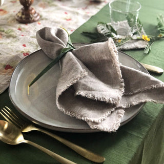 Natural Linen Napkins with Fringes Set of 2 - Linen Tales 3