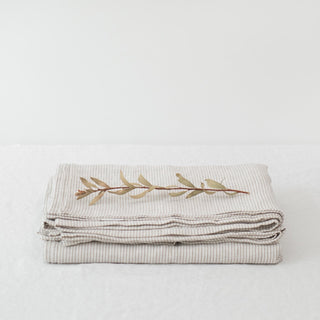 Natural Stripes Linen Flat Sheet - Linen Tales 