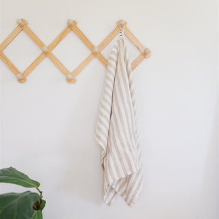 Natural White Stripes Linen Kitchen Towel - Linen Tales 4
