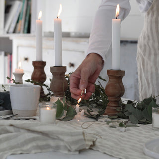Natural White Stripes Linen Table Runner - Linen Tales 3