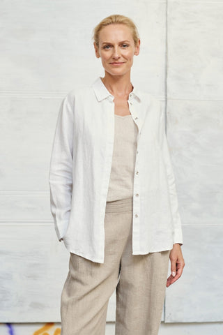 Optical White Linen Azalea Shirt - Linen Tales USA 