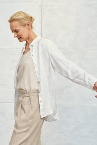 Optical White Linen Azalea Shirt - Linen Tales USA 