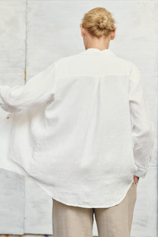 Optical White Linen Azalea Shirt - Linen Tales USA 4