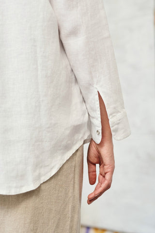 Optical White Linen Azalea Shirt - Linen Tales USA 5