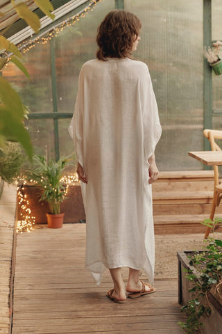 Optical White Linen Beach Dress - Linen Tales 3